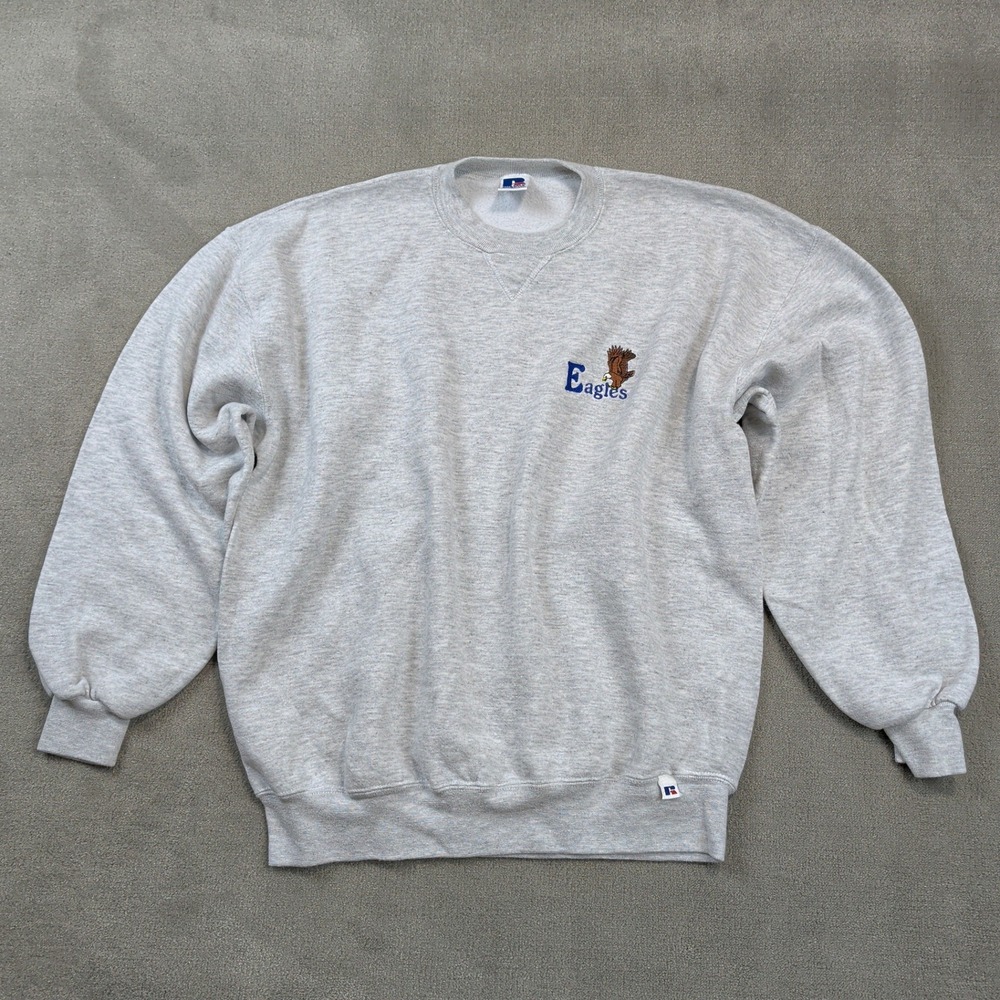 Vintage Russell Athletic Sweatshirt XL Womens Gray Eagles Crew Neck Made in USA
